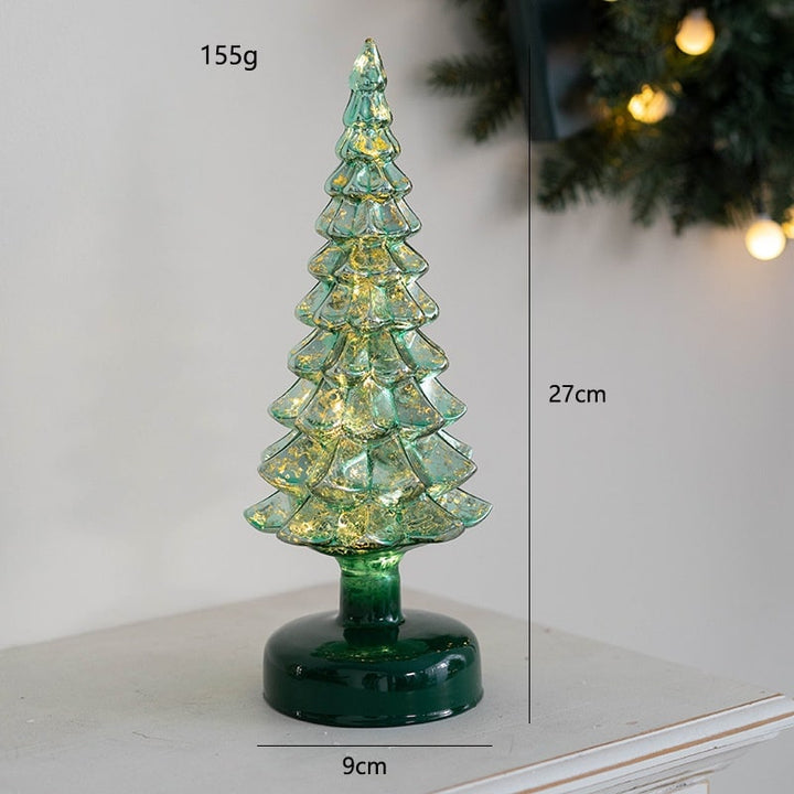 Pre Lit Glass Tabletop Christmas Tree with LED Lights and Star Topper