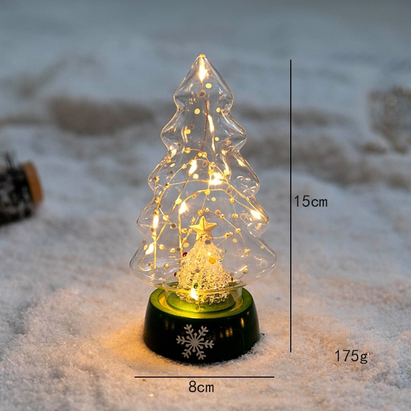 Pre Lit Glass Tabletop Christmas Tree with LED Lights and Star Topper