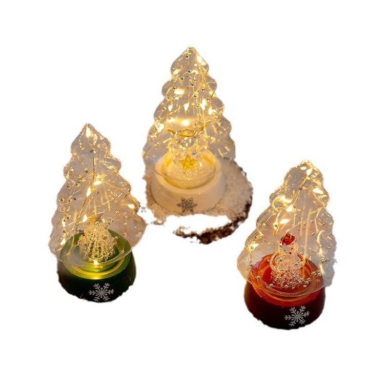 Pre Lit Glass Tabletop Christmas Tree with LED Lights and Star Topper
