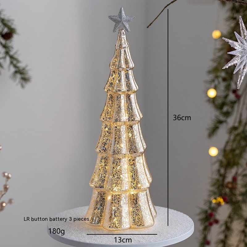 Pre Lit Glass Tabletop Christmas Tree with LED Lights and Star Topper