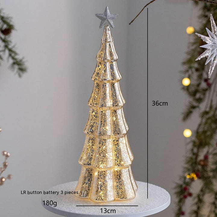 Pre Lit Glass Tabletop Christmas Tree with LED Lights and Star Topper