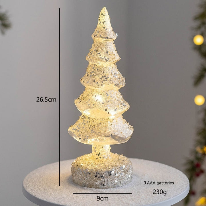 Pre Lit Glass Tabletop Christmas Tree with LED Lights and Star Topper