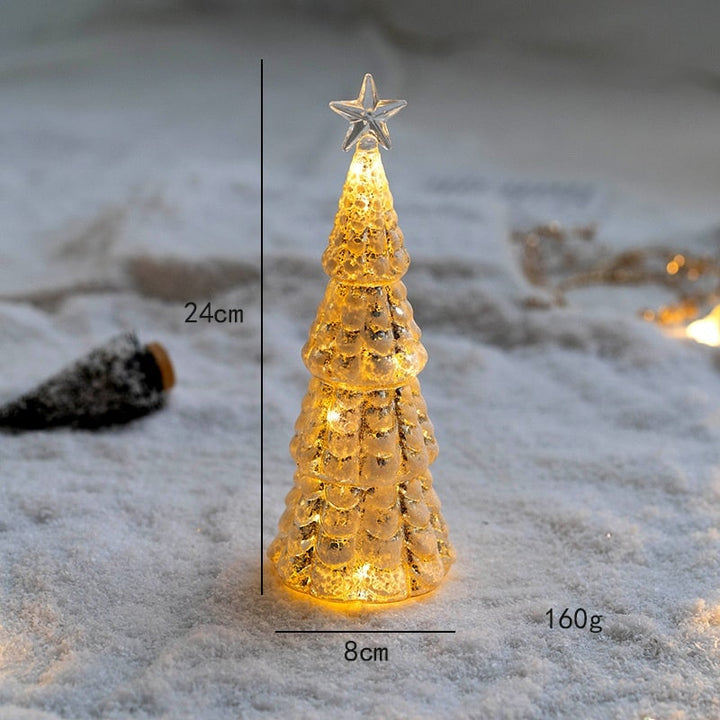 Pre Lit Glass Tabletop Christmas Tree with LED Lights and Star Topper