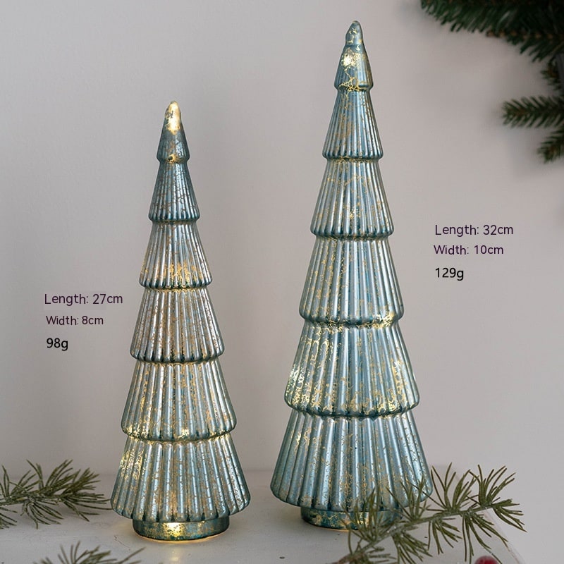 Pre Lit Glass Tabletop Christmas Tree with LED Lights and Star Topper