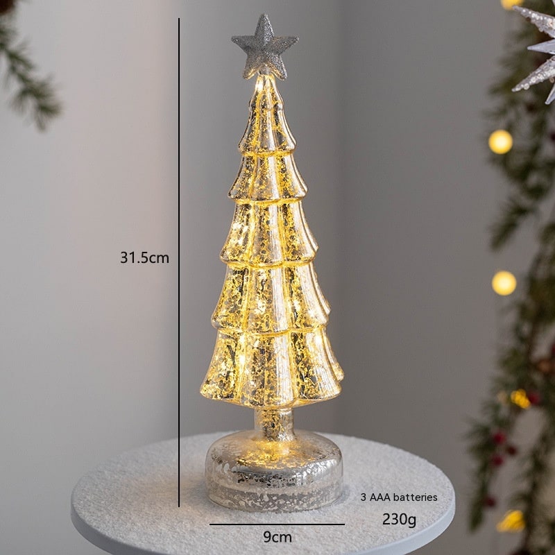 Pre Lit Glass Tabletop Christmas Tree with LED Lights and Star Topper