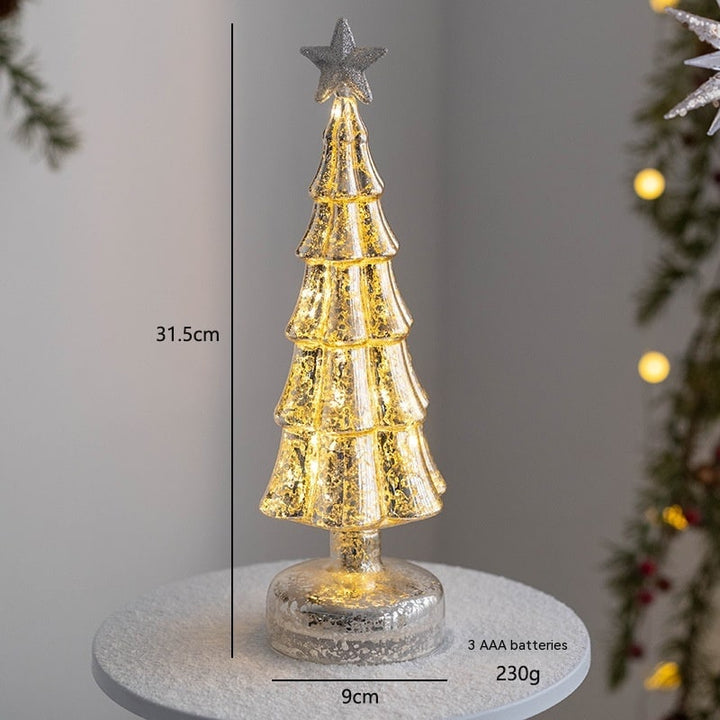 Pre Lit Glass Tabletop Christmas Tree with LED Lights and Star Topper