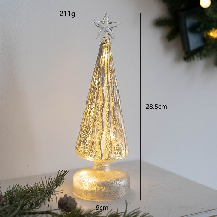 Pre Lit Glass Tabletop Christmas Tree with LED Lights and Star Topper