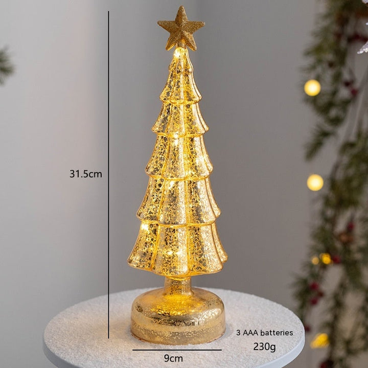 Pre Lit Glass Tabletop Christmas Tree with LED Lights and Star Topper