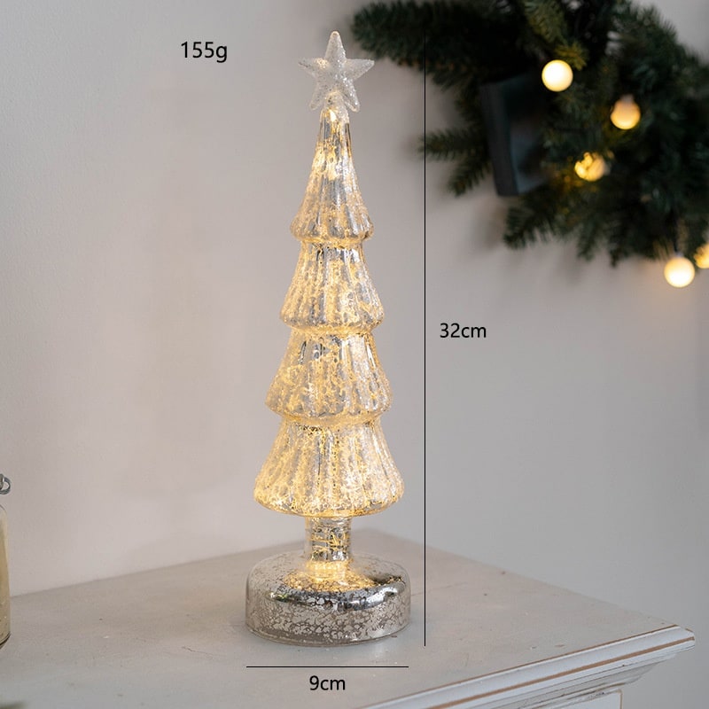 Pre Lit Glass Tabletop Christmas Tree with LED Lights and Star Topper