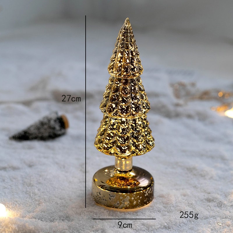 Pre Lit Glass Tabletop Christmas Tree with LED Lights and Star Topper