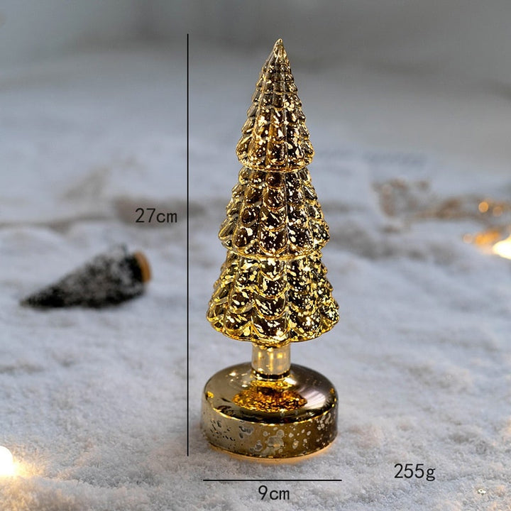 Pre Lit Glass Tabletop Christmas Tree with LED Lights and Star Topper