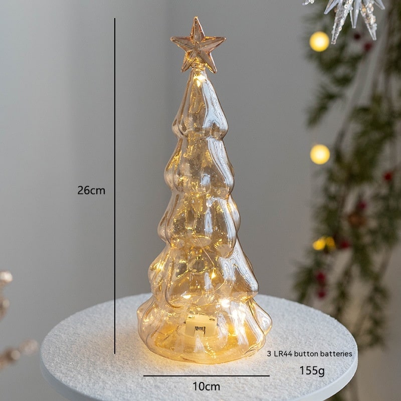 Pre Lit Glass Tabletop Christmas Tree with LED Lights and Star Topper