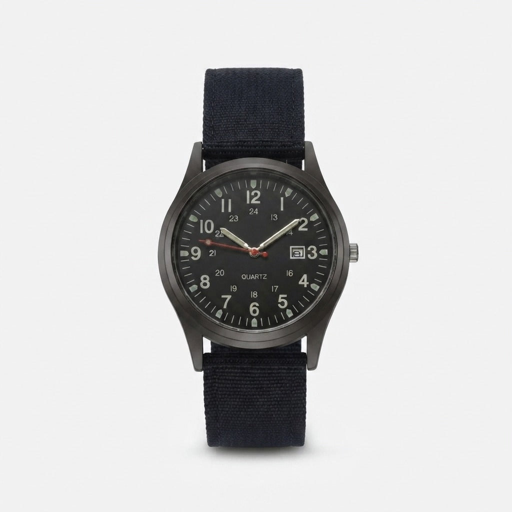 Military watch with nylon strap – waterproof, shockproof, with luminous hands