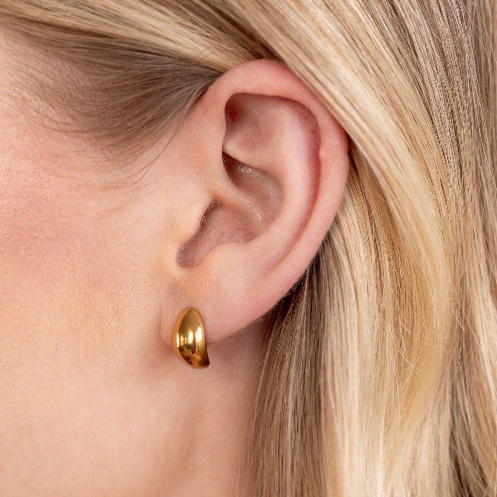Elegant gold earrings with a refined curve