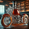 Motorcycle Glass Whiskey Decanter with Black Cap and Molded Engine Details Custom