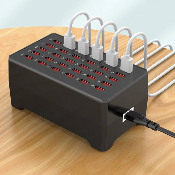 Multiple Device Charging Station USB Charger Hub 30 Port Black Rectangular Multi