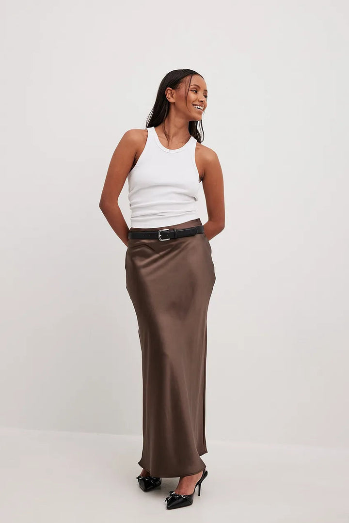 High-Waisted Satin Skirt – Leona
