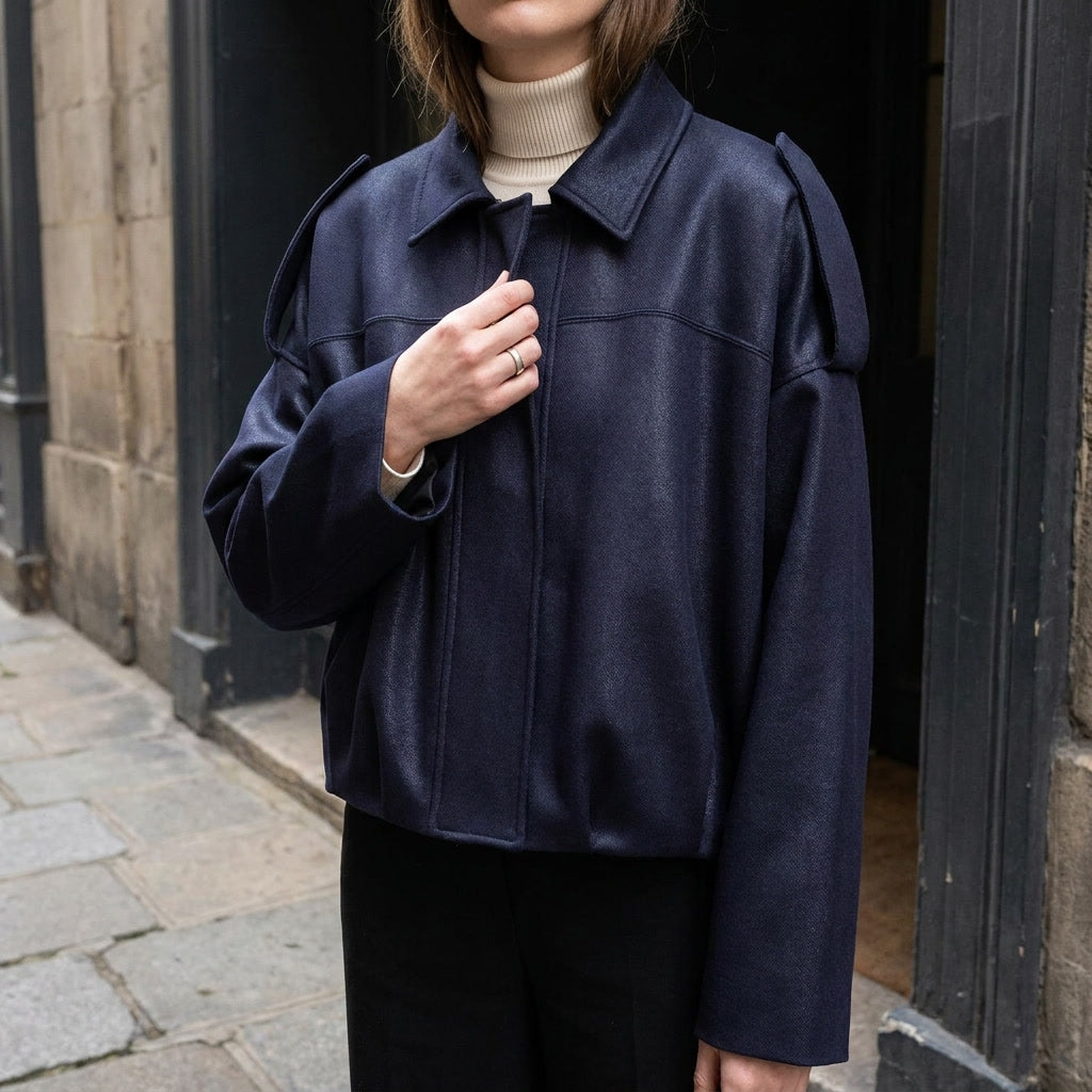 Women's Suede Bomber Jacket Cropped with Tailored Fit