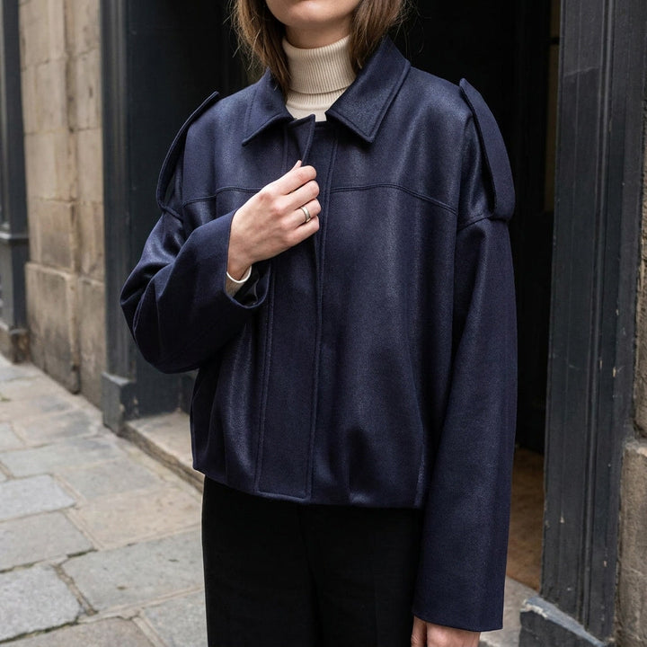 Women's Suede Bomber Jacket Cropped with Tailored Fit
