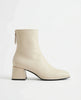 Women's Leather Ankle Boots with Block Heel and Square Toe