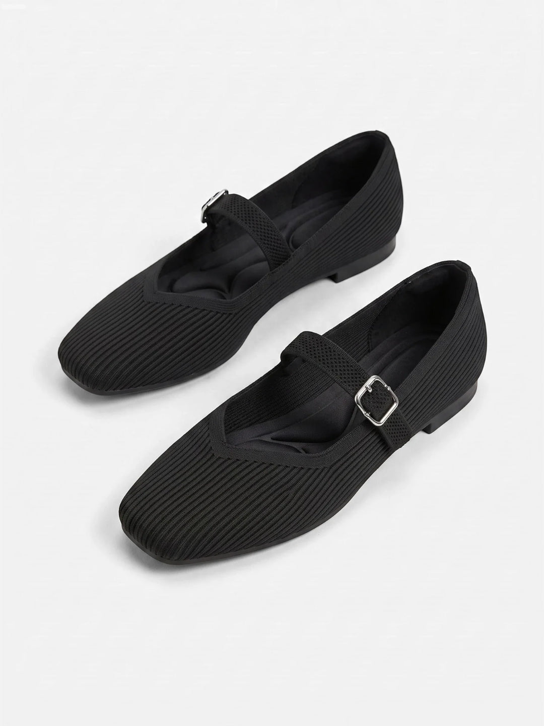 Women's Knit Mary Jane Ballet Flats with Square Toe