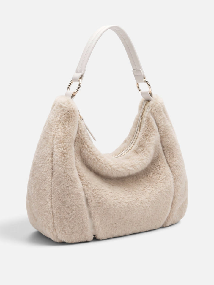 Women's Zip-Top Faux Fur Hobo Bag