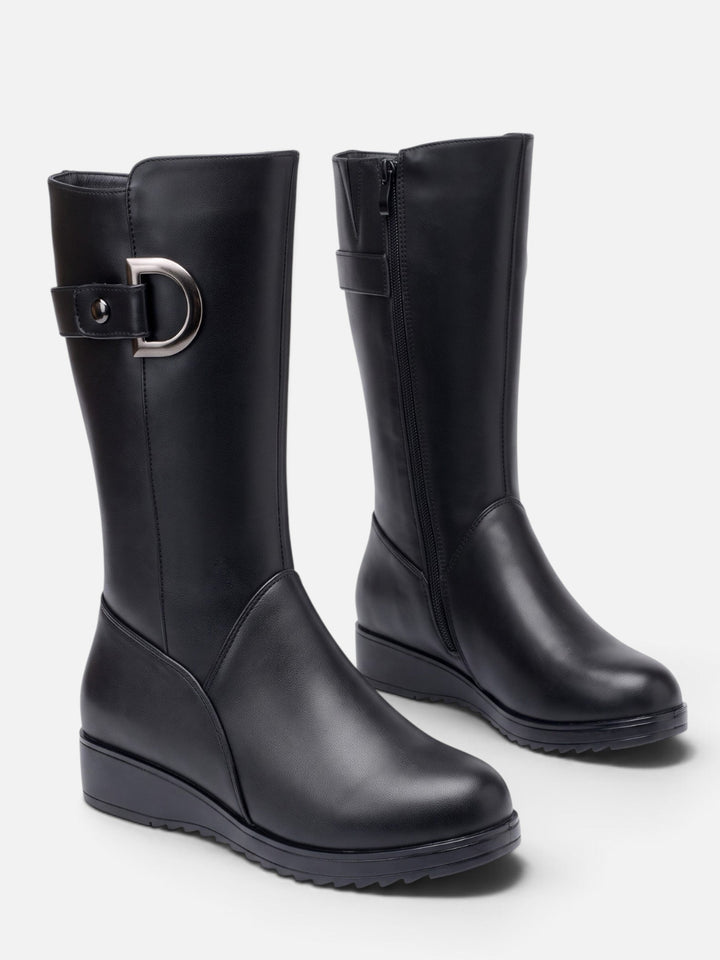Women's Fur-Lined Buckle Boots
