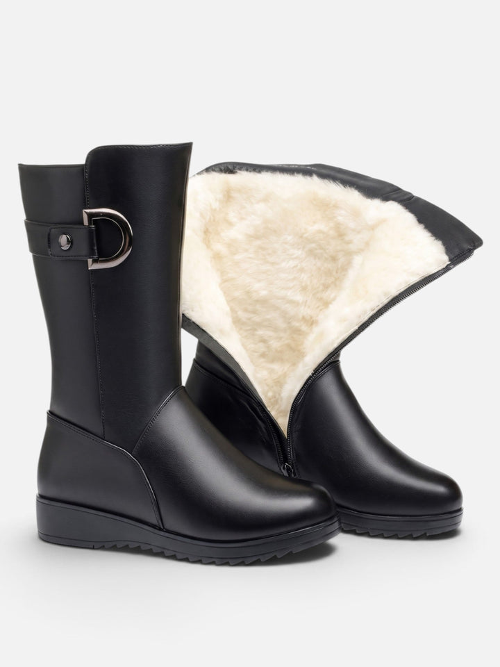Women's Fur-Lined Buckle Boots