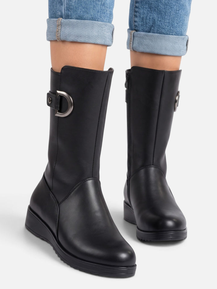 Women's Fur-Lined Buckle Boots