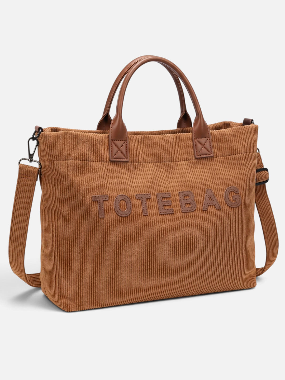 Women's Corduroy Tote Bag with Lettering