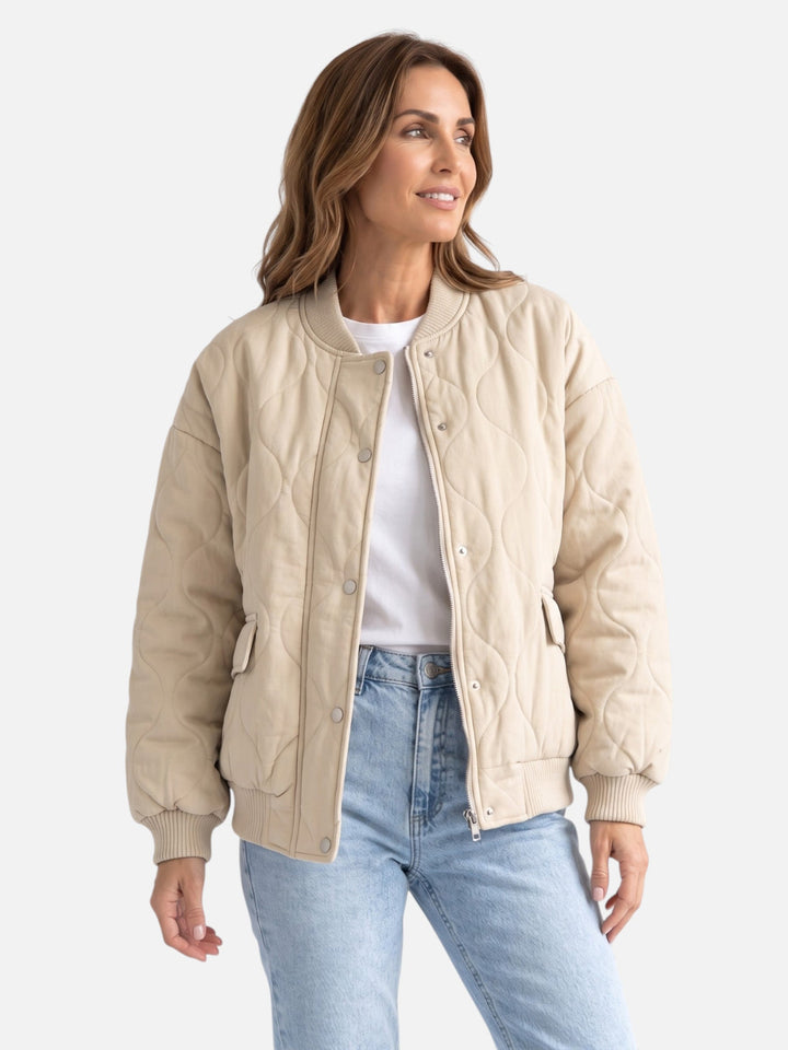 Women's Quilted Zip-Up Bomber Jacket