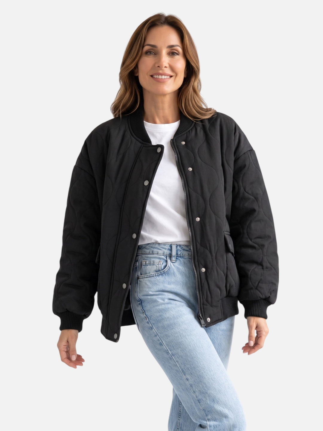 Women's Quilted Zip-Up Bomber Jacket