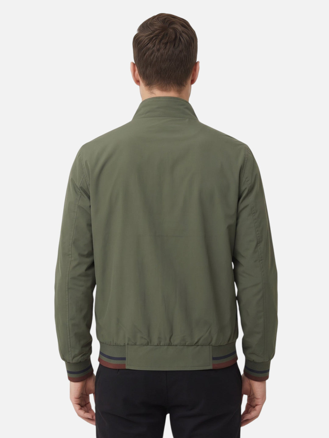 Men's Zip-Up Harrington Jacket with Stripes