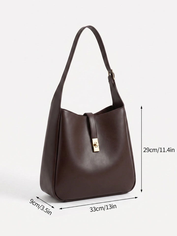 Women's Leather Hobo Bag with Twist Lock and Pouch
