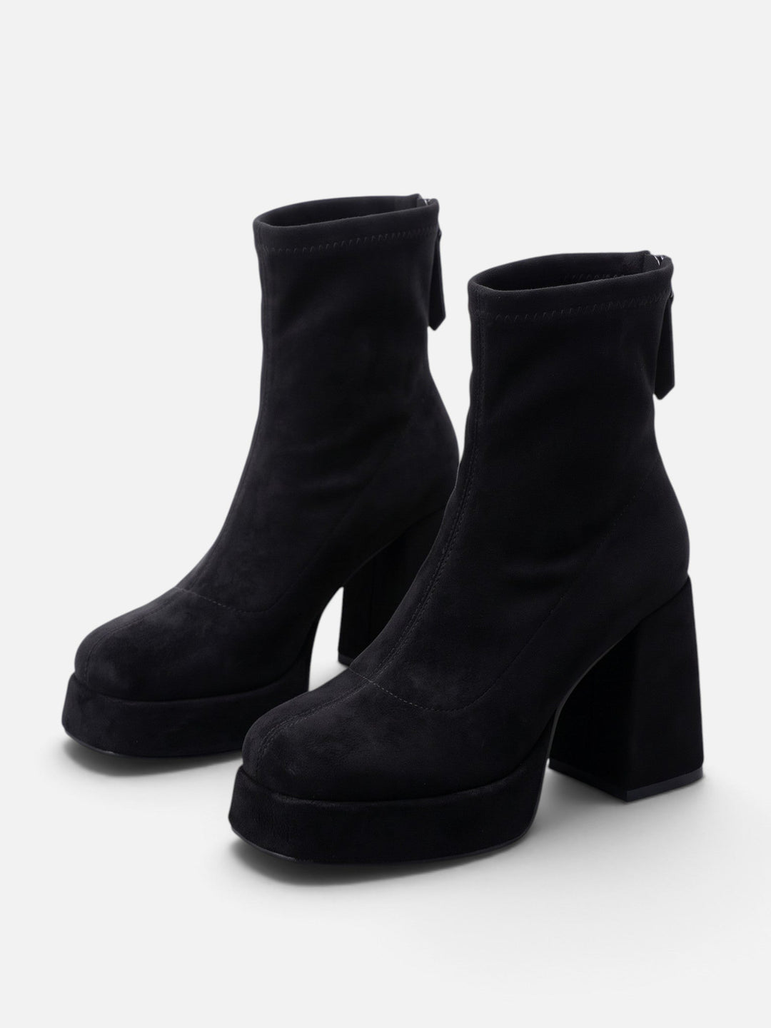 Women's Faux Suede Platform Ankle Boots with Block Heel