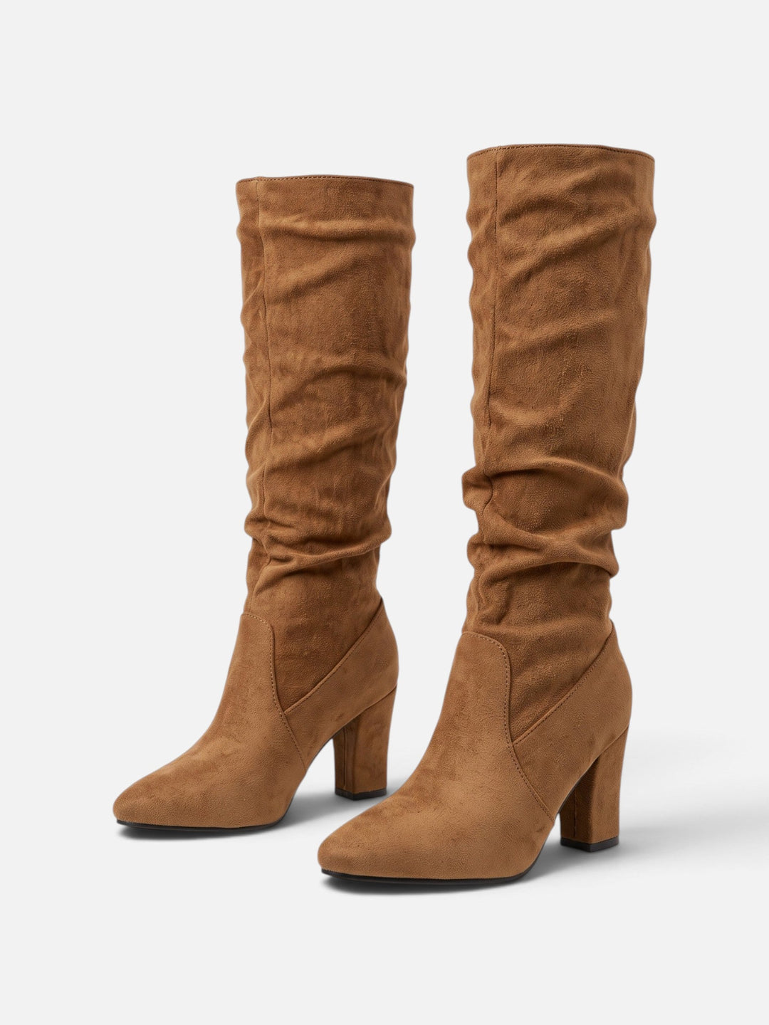 Women's Faux Suede Slouchy Block Heel Boots