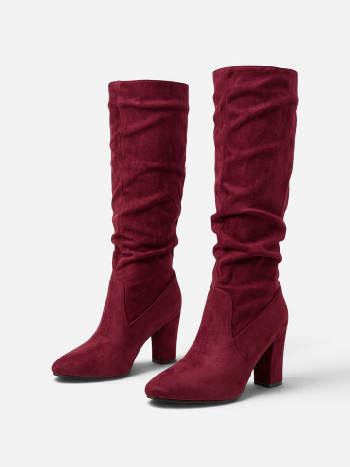 Women's Faux Suede Slouchy Block Heel Boots