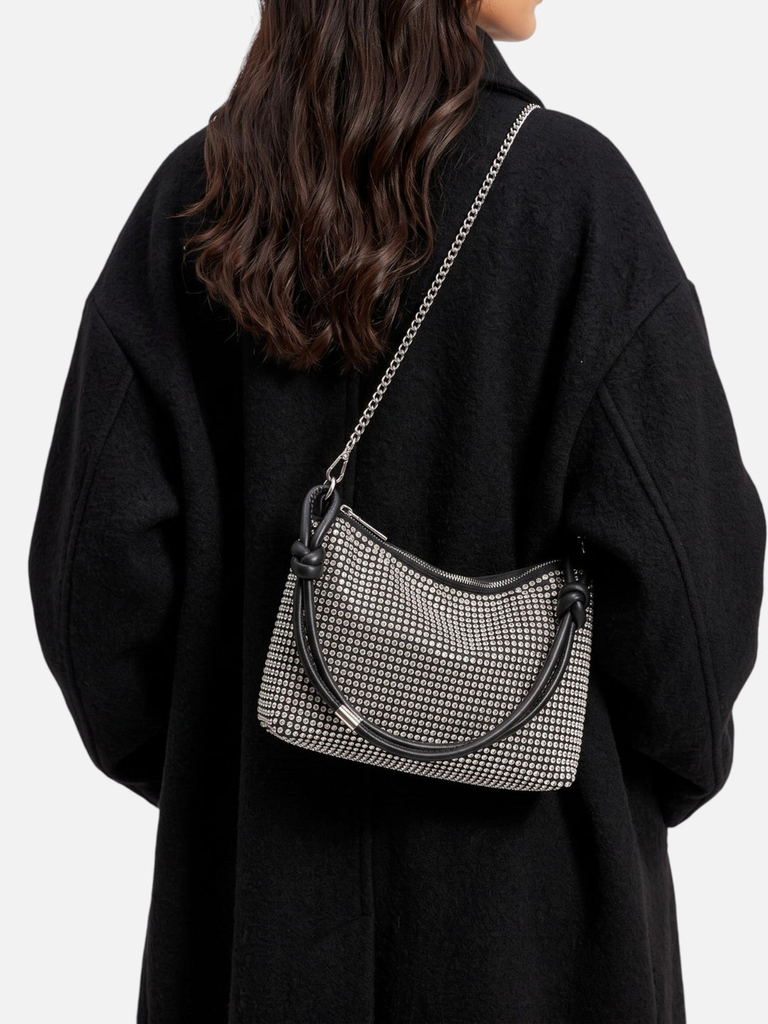 Women's Rhinestone Shoulder Bag with Chain