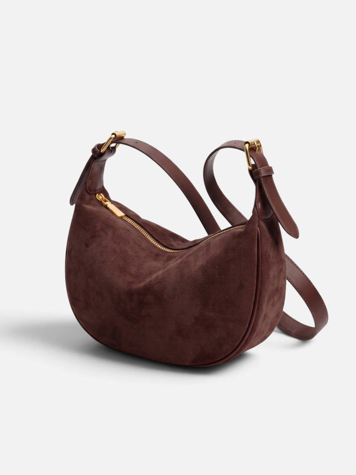 Women's Zip-Top Faux Suede Hobo Bag