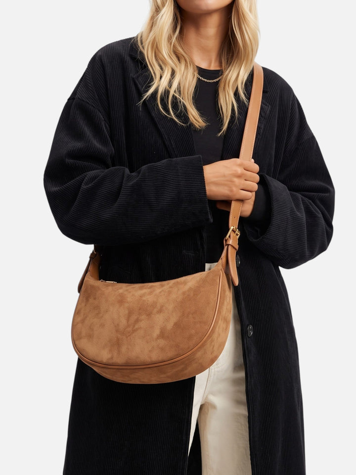 Women's Zip-Top Faux Suede Hobo Bag
