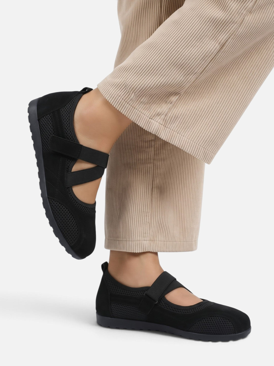 Women's Mesh Sneakerina Ballet Flats with Crossover Straps