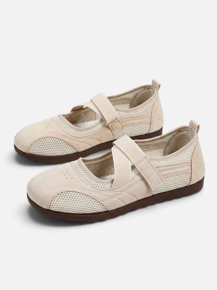 Women's Mesh Sneakerina Ballet Flats with Crossover Straps