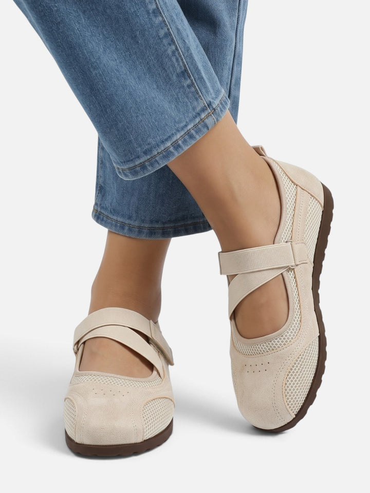 Women's Mesh Sneakerina Ballet Flats with Crossover Straps