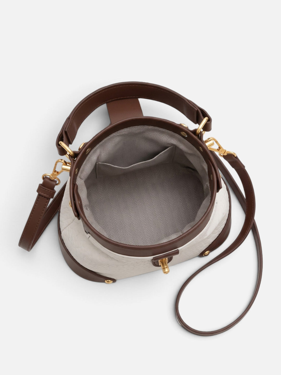 Women's Two-Tone Faux Leather Crossbody Bag with Clasp