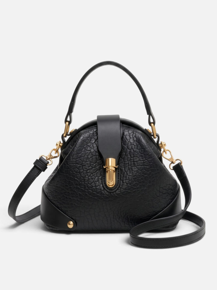 Women's Two-Tone Faux Leather Crossbody Bag with Clasp