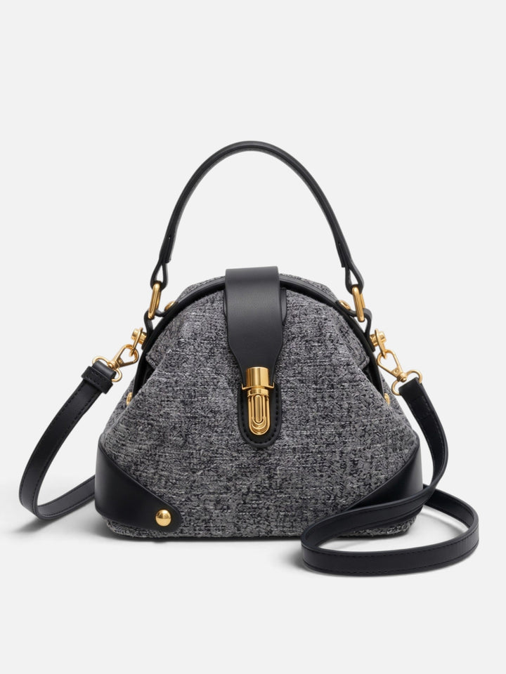 Women's Two-Tone Faux Leather Crossbody Bag with Clasp