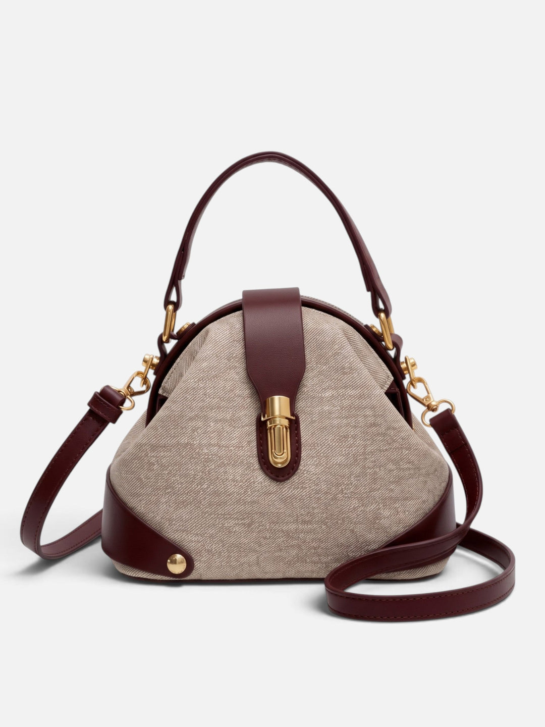Women's Two-Tone Faux Leather Crossbody Bag with Clasp
