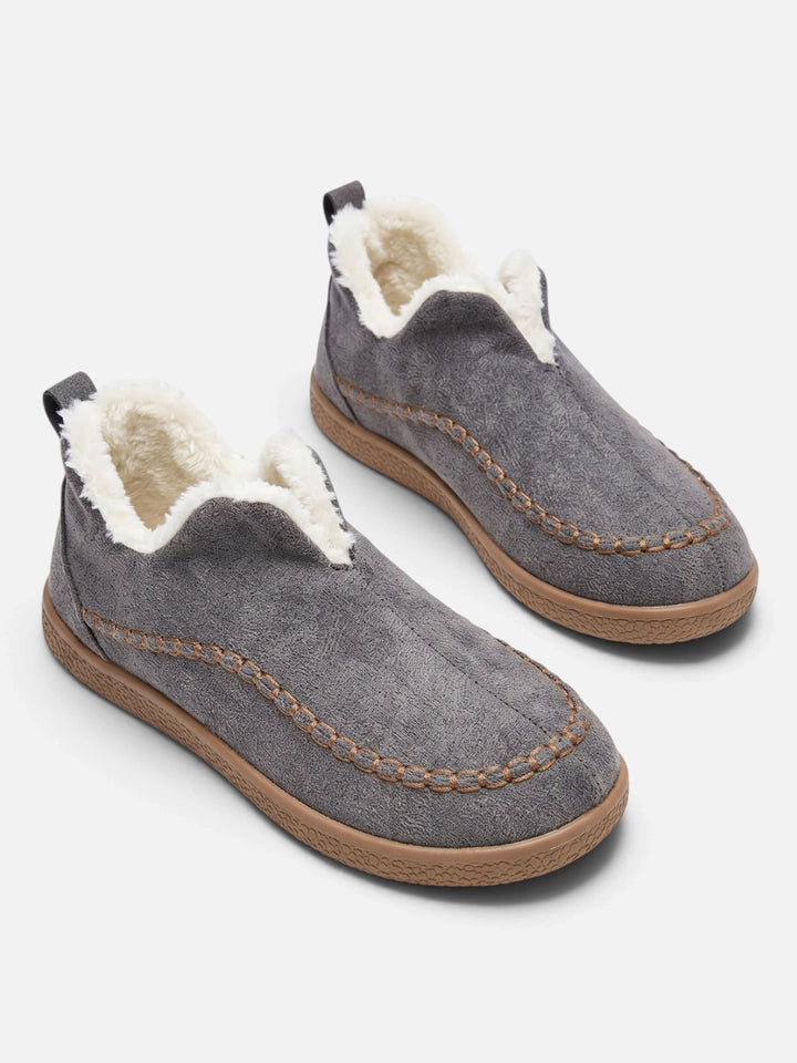 Women's Slip-On Corduroy Slippers with Faux Fur Lining