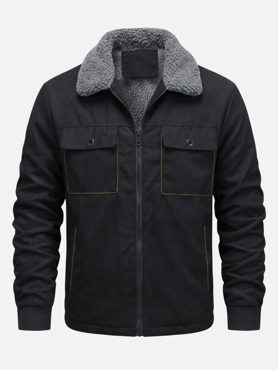 Men's Sherpa-Lined Suede-Effect Jacket