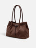 Women's Faux Suede Shoulder Tote Bag with Buckle Belt